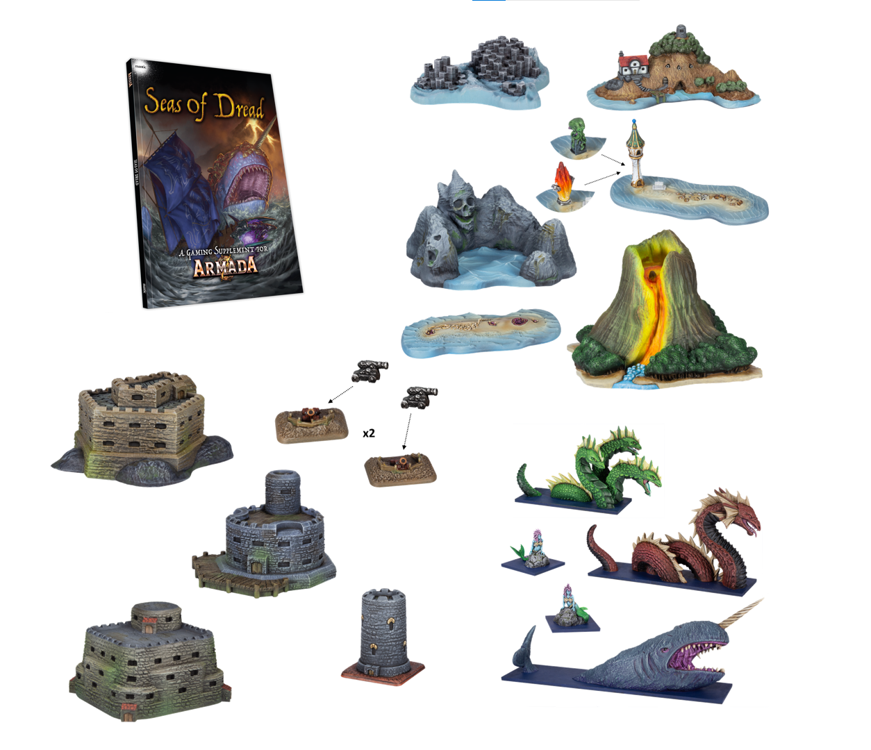 Seas of Dread Terrain and Sea Monsters Bundle Mantic Games